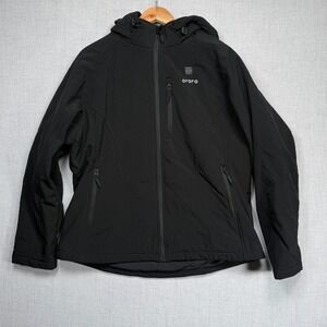 Ororo Heated Jacket Black Hooded Softshell Full Zip Womens Insulated Coat XL